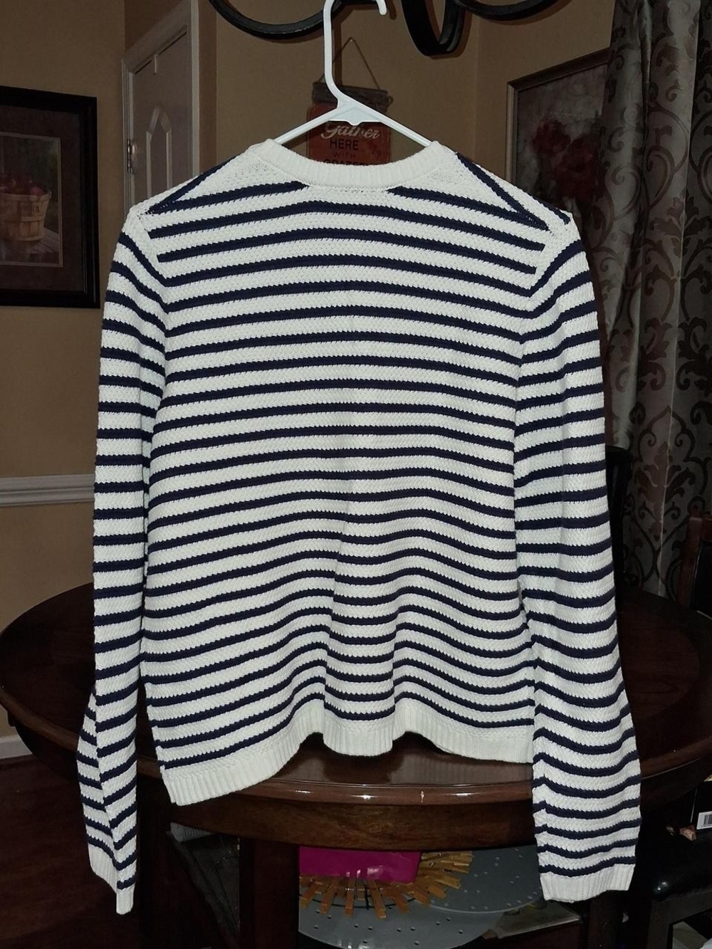 Nine West Navy & White Striped Button-Front Cardigan Sweater - Picture 3 of 4